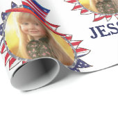 Personalisieren Sie Name und Foto American USA Mus Geschenkpapier (Rolleneckpunkt)