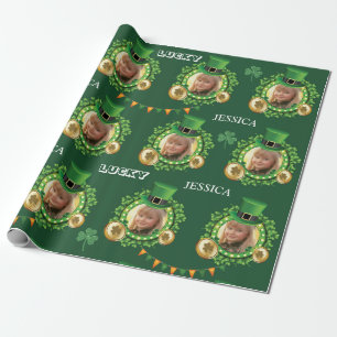 Personalisieren Sie Name und Foto St. Patrick's Da Geschenkpapier