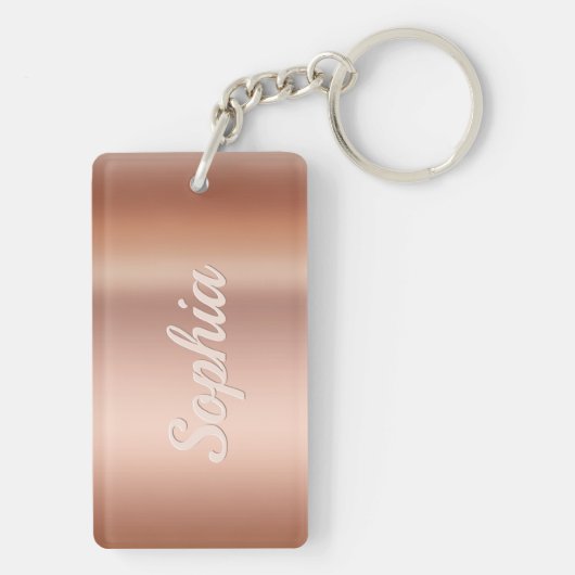 Personalisieren Sie Name und Nachricht, Rose Gold Schlüsselanhänger (Rückseite)