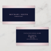 Personalisieren Sie Navy Blue Gold Streifen Modern Visitenkarte (Vorne/Hinten)