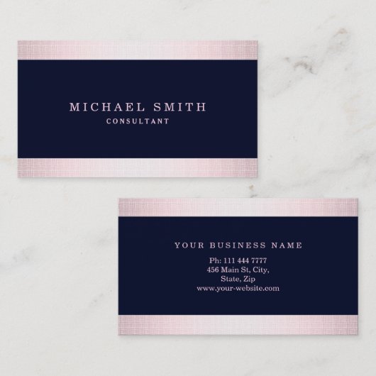 Personalisieren Sie Navy Blue Gold Streifen Modern Visitenkarte (Vorne/Hinten)