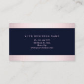 Personalisieren Sie Navy Blue Gold Streifen Modern Visitenkarte (Rückseite)