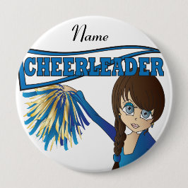 Personalisieren Sie Niedlich Blue Cheerleader Girl Button
