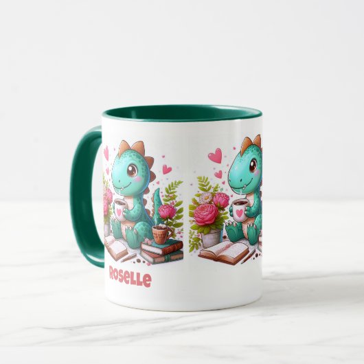 Personalisieren Sie Niedliche Dinosaurier mit Kaff Tasse (Vorderseite Links)