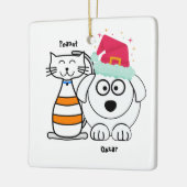 Personalisieren Sie Niedliche Katze & Hund Frohe W Keramikornament (Links)