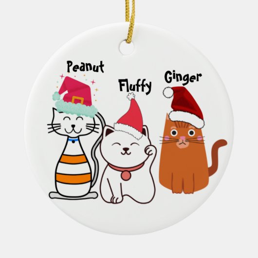Personalisieren Sie Niedliche Kitty Cat-Familie Keramik Ornament (Vorne)