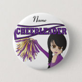 Personalisieren Sie Niedliche Lila Cheerleader Gir Button (Vorderseite)