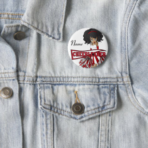 Personalisieren Sie Niedliche Red Cheerleader Girl Button