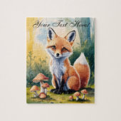 Personalisieren Sie Niedlichen Fox im Pilzwald Puzzle (Vertikal)