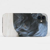 Personalisieren Sie niedlichen schwarzen Mops Welp Case-Mate iPhone Hülle (Rückseite (Horizontal))