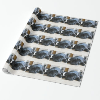 Personalisieren Sie niedlichen schwarzen Mops Welp Geschenkpapier