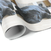 Personalisieren Sie niedlichen schwarzen Mops Welp Geschenkpapier (Rolleneckpunkt)
