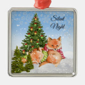 Personalisieren Sie Niedlichen Weihnachtsfox Tieru Ornament Aus Metall (Vorne)