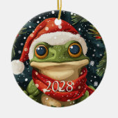 Personalisieren Sie Niedlichen Weihnachtsfrosch in Keramik Ornament (Vorne)