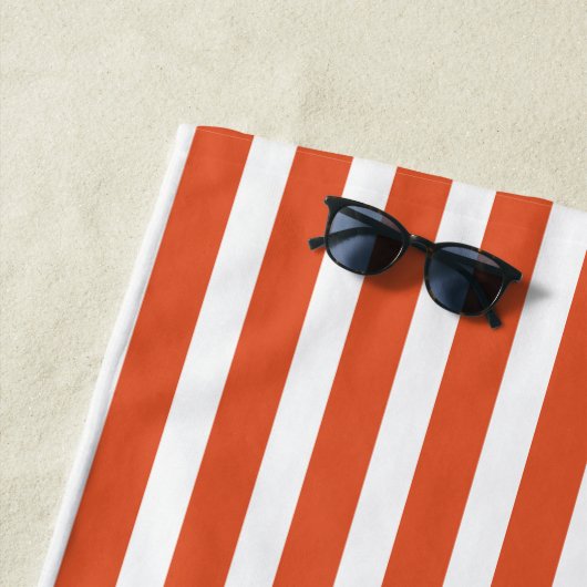 Personalisieren Sie Orange Cabana Stripes Anchor Strandtuch (Beispiel)