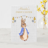 Personalisieren Sie Peter das Kaninchen Erste Oste Karte (Gelbe Blume)