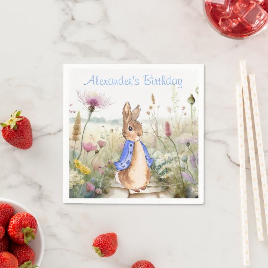 Personalisieren Sie Peter das Kaninchen im Garten  Serviette (Beispiel)