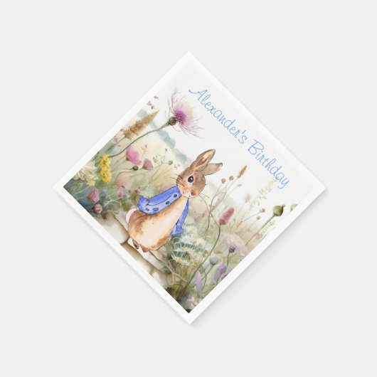 Personalisieren Sie Peter das Kaninchen im Garten  Serviette (Ecke)