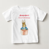 Personalisieren Sie Peter der Hasen-Sitting-Pflanz Baby T-shirt (Vorderseite)