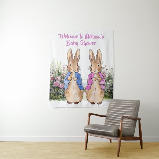 Personalisieren Sie Peter Kaninchen und Flopsy Bab Wandteppich (Beispiel)