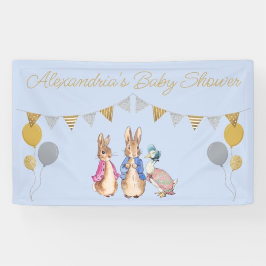 Personalisieren Sie Peter rabbit Baby Duschgarten Banner (Horizontal)