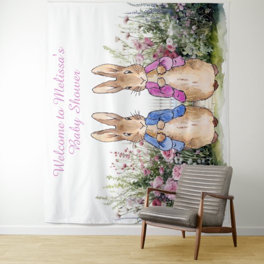 Personalisieren Sie Peter und Flopsy Baby Dusche E Wandteppich (Beispiel)