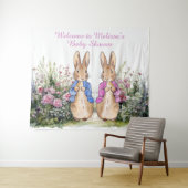 Personalisieren Sie Peter und Flopsy Baby Dusche L Wandteppich (Beispiel (Horizontal))