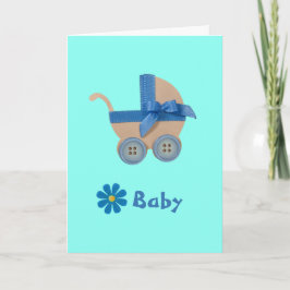 Personalisieren Sie Pfirsich und die blaue Baby-Ku Karte