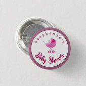 Personalisieren Sie Pink Carriage Baby Dusche Gefa Button (Vorne & Hinten)