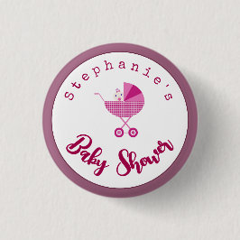 Personalisieren Sie Pink Carriage Baby Dusche Gefa Button