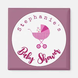 Personalisieren Sie Pink Carriage Baby Dusche Gefa Magnet