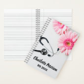 Personalisieren Sie Pink Daisy Floral registrierte Notizblock (Innen)