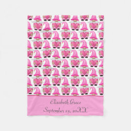 Personalisieren Sie Pink Gnome Woodland Skandinavi Fleecedecke