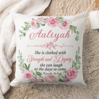Personalisieren Sie Prov 31:25 Muttertag Rosa Rose Kissen