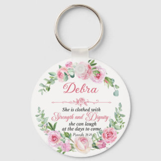 Personalisieren Sie Prov 31:25 Muttertag Rosa Rose Schlüsselanhänger