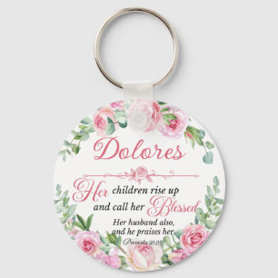 Personalisieren Sie Prov 31:28 Muttertag Rosa Rose Schlüsselanhänger