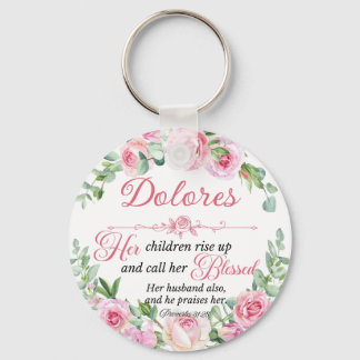 Personalisieren Sie Prov 31:28 Muttertag Rosa Rose Schlüsselanhänger