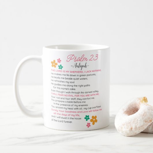 Personalisieren Sie Psalm 23-NIV Bibelbibliotheken Kaffeetasse (Mit Donut)