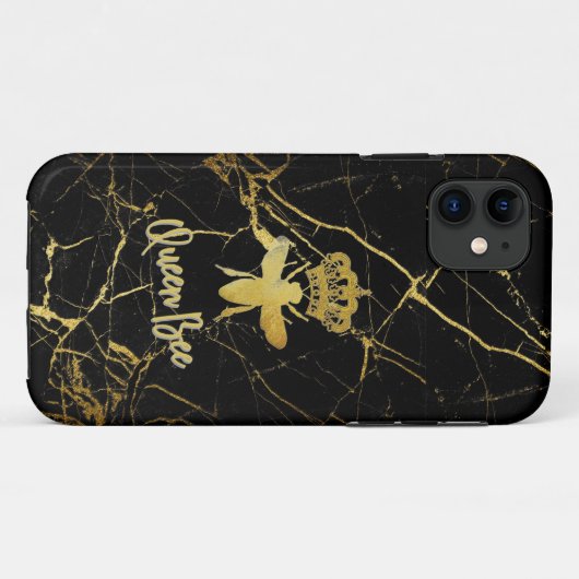 Personalisieren Sie QUEEN BEEN Gold Black Marble P Case-Mate iPhone Hülle (Rückseite (Horizontal))