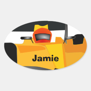 Personalisieren Sie Race Car Geburtstagsparty Gesc Ovaler Aufkleber