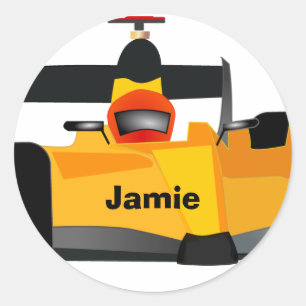 Personalisieren Sie Race Car Geburtstagsparty Gesc Runder Aufkleber