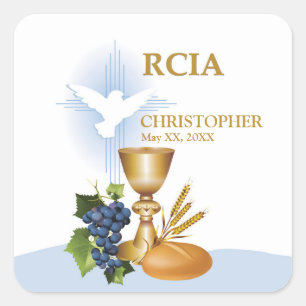 Personalisieren Sie, RCIA Gratulation Katholisches Quadratischer Aufkleber