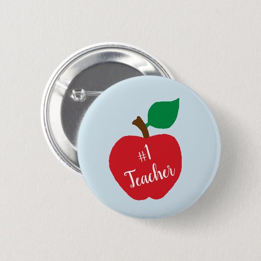 Personalisieren Sie Red Apple Teacher Geschenk #1  Button (Vorne & Hinten)