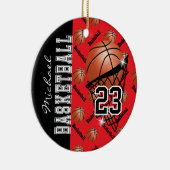 Personalisieren Sie Red Basketball Keramik Ornament (Rechts)