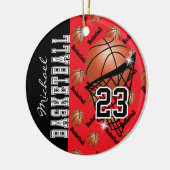 Personalisieren Sie Red Basketball Keramik Ornament (Links)
