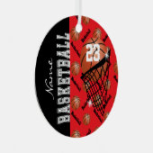 Personalisieren Sie Red Basketball Ornament Aus Metall (Vorderseite Rechts)