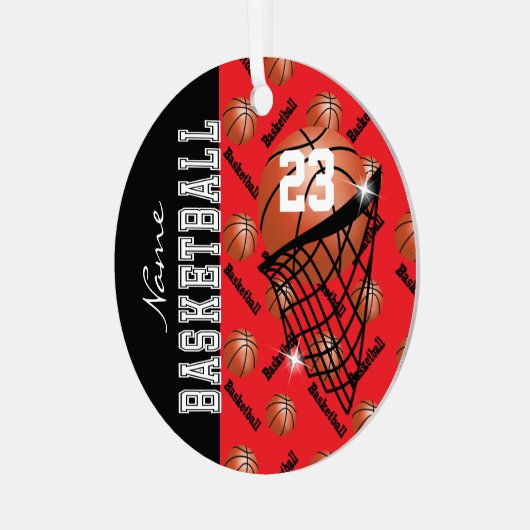 Personalisieren Sie Red Basketball Ornament Aus Metall (Vorderseite links)