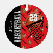 Personalisieren Sie Red Basketball Ornament Aus Metall (Vorderseite)