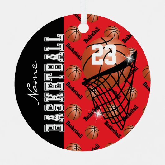 Personalisieren Sie Red Basketball Ornament Aus Metall (Vorderseite)
