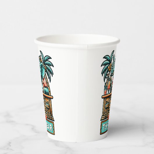 Personalisieren Sie Retro Elephant Tiki Bar Pappbecher (Rechts)